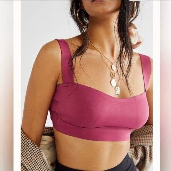 Free People Naomi Longline Bra Dried Rose Size Medium FP - Picture 2 of 9